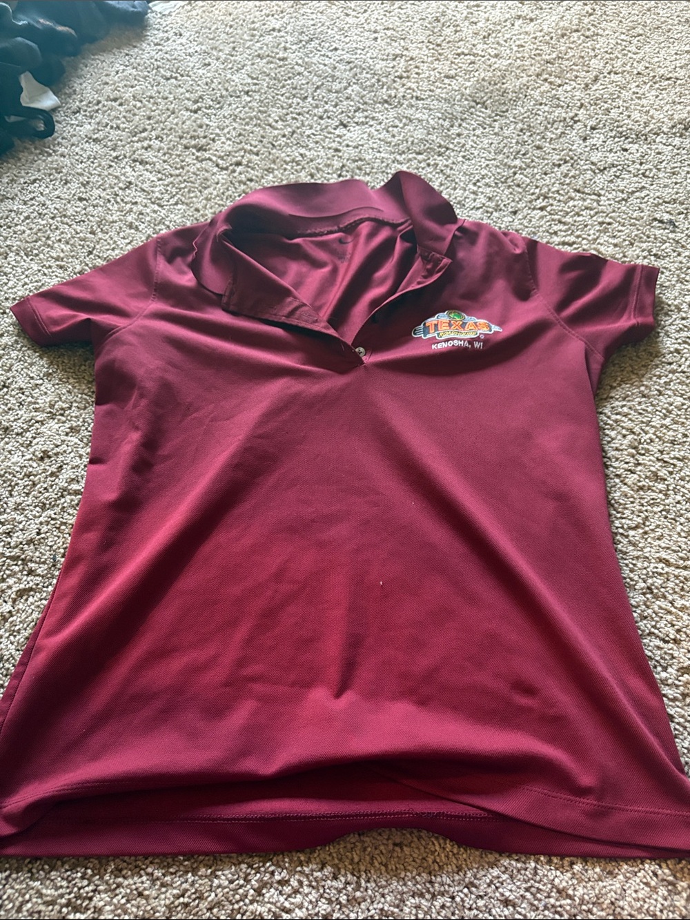 Women's Maroon Short-Sleeve Texas Roadhouse Polo